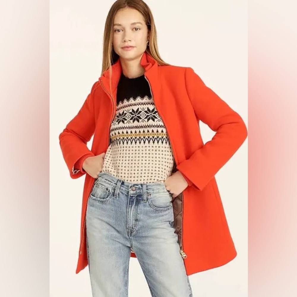 J. Crew NWT Lodge Coat in fiery red sz 0P
